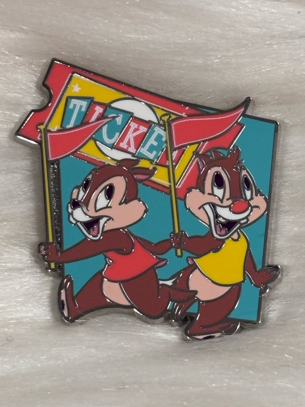 Disney Pins Play In The Park Mystery Pin - Chip & Dale Admission Ticket Flags